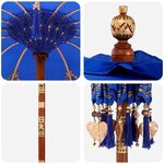 Parasol avec Base Bleu  marron 250 cm Coton  bois