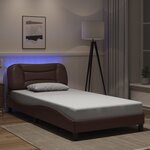 vidaXL Cadre de lit avec lumières LED marron 100x200 cm similicuir