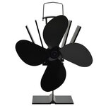 vidaXL Ventilateur de poêle alimenté par chaleur 4 pales Noir