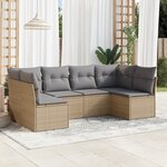 vidaXL Salon de jardin avec coussins 6 Pièces beige résine tressée