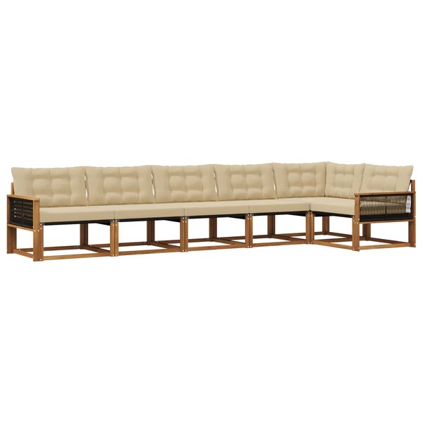 vidaXL Ensemble de canapés d'extérieur 6 pc Naturel et Beige