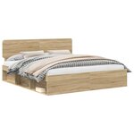 vidaXL Cadre de lit avec tête de lit Sonoma 180 x 200 cm Pin massif