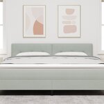 vidaXL Tête de lit en velours capitonné gris clair 180 cm LED