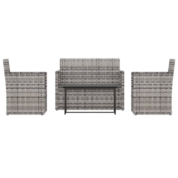 vidaXL Mobilier d'extérieur 4 Pièces avec coussins Résine tressée Gris