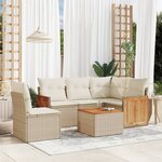 vidaXL Salon de jardin avec coussins 6 Pièces beige résine tressée