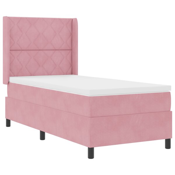 Lit avec sommier et matelas vidaXL Rose 90x200 cm Velours
