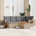 vidaXL Salon de jardin avec coussins 7 Pièces beige résine tressée