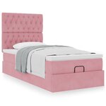 vidaXL Cadre de lit ottoman avec matelas rose 90x190 cm velours