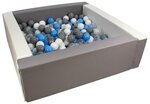 Piscine à balles carrée avec 300 balles - blanc  gris/blanc  transparent  bleu clair  gris