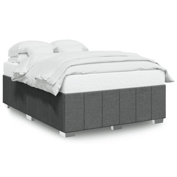 vidaXL Cadre de lit sans matelas gris foncé 140x190 cm tissu