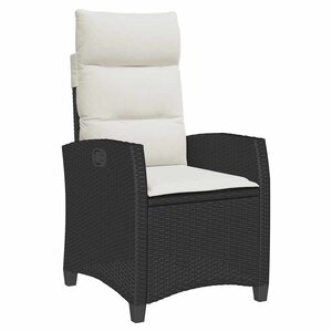 vidaXL Chaise de jardin inclinable avec table d'appoint noir polyrotin