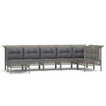 vidaXL Salon de jardin 7 Pièces avec coussins Gris Résine tressée
