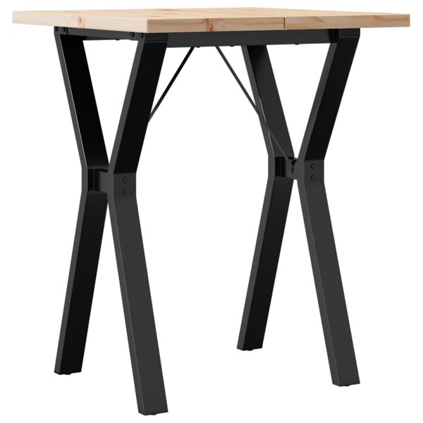 vidaXL Table à manger cadre en Y 60x60x75 5cm bois de pin massif fonte