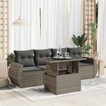 vidaXL Salon de jardin 5 Pièces avec coussins gris résine tressée