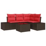 vidaXL Ensemble de canapé de jardin 5 Pièces Marron polyrotin