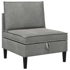 vidaXL Canapé moyen avec rangement Gris clair Velours