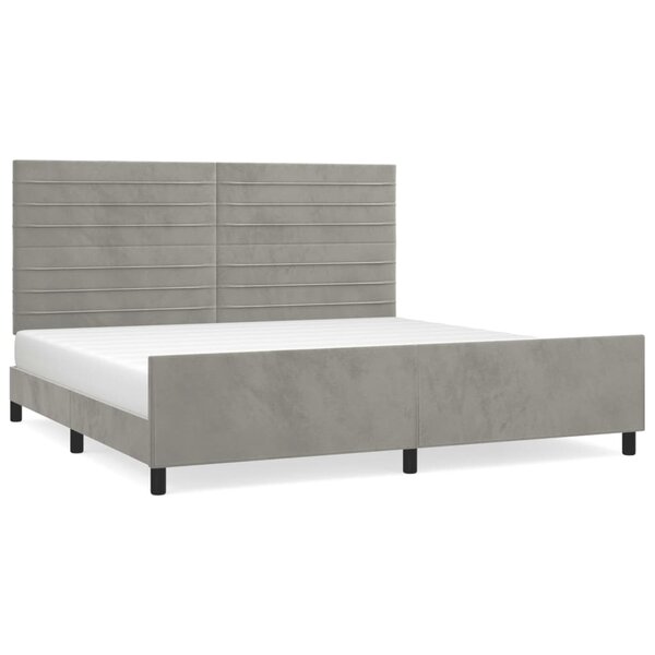 vidaXL Cadre de lit avec tête de lit Gris clair 200x200 cm Velours