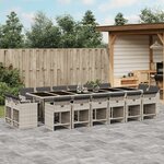 vidaXL Ensemble à manger de jardin et coussins 17 Pièces gris clair rotin