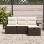 vidaXL Ensemble de canapé de jardin 4 Pièces Marron Poly rotin