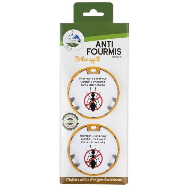 TERRA NOSTRA x2 Boites appât Anti Fourmis Spinosad 2x10g - Utilisable en agriculture biologique