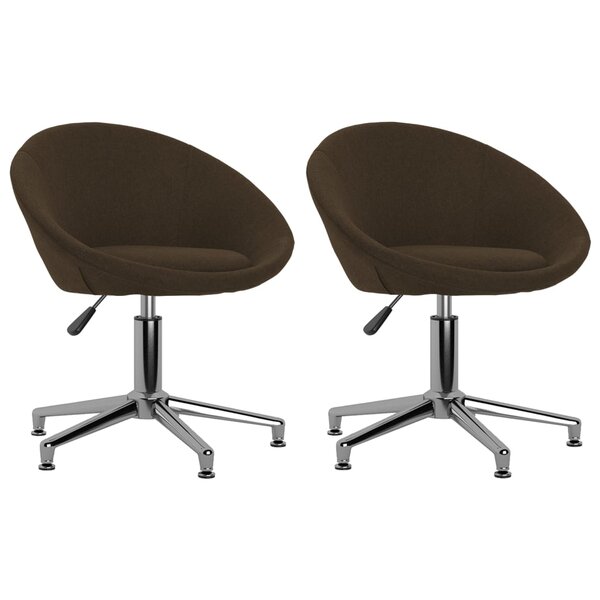 vidaXL Chaises pivotantes à manger lot de 2 marron foncé tissu