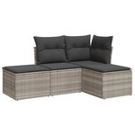 vidaXL Salon de jardin 4 Pièces avec coussins gris clair résine tressée