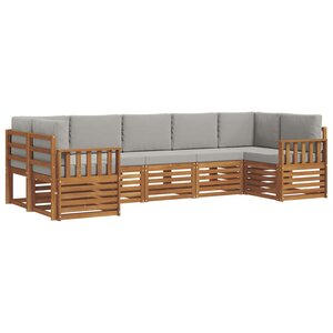 vidaXL Ensemble de canapés d'extérieur 7 pc Gris Naturel et Clair