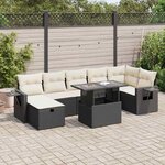 vidaXL Salon de jardin 8 Pièces avec coussins noir résine tressée