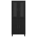 vidaXL Haut Armoire 2 Pièces Chêne noir Bois Aggloméré et Verre
