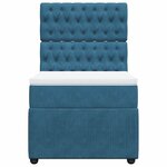 vidaXL Sommier à lattes de lit avec matelas bleu 90x200 cm velours