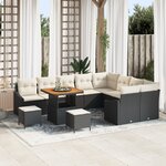 Set de Canapé de Jardin vidaXL de 12 Pièces avec Coussins Rattan Poly Noir Acacia