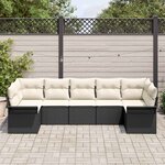 vidaXL Ensemble de canapé de jardin avec coussin 7 Pièces Noir polyrotin