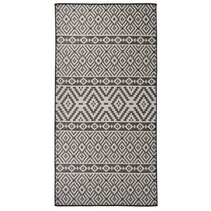 vidaXL Tapis à tissage plat d'extérieur 100x200 cm Rayures noires