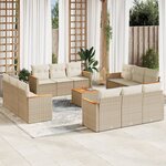 vidaXL Salon de jardin avec coussins 13 Pièces beige résine tressée