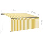 vidaXL Auvent automatique store capteur de vent LED 3x2 5m Jaune blanc