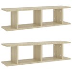 vidaXL Étagères murales 2 Pièces Chêne sonoma 75x18x20 cm bois ingénierie