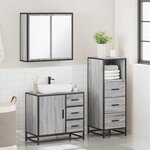 vidaXL Ensemble de meubles de salle de bain 3 Pièces Sonoma gris