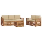 vidaXL Ensemble de canapés d'extérieur 6 pc Naturel et Beige