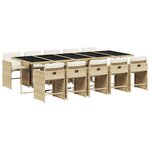vidaXL Ensemble à manger de jardin et coussins 11 Pièces beige poly rotin