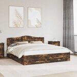 vidaXL Cadre de lit Chêne fumé 200 x 200 cm Bois d'ingénierie