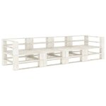 vidaXL Canapé palette à 4 places de jardin Blanc Bois