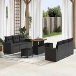 vidaXL Ensemble de canapé de jardin 9 Pièces Noir 90 x 55 x 71 cm