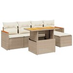 vidaXL Salon de jardin avec coussins 6 Pièces beige résine tressée