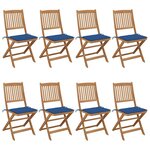 vidaXL Chaises pliables de jardin lot de 8 avec coussins Bois d'acacia
