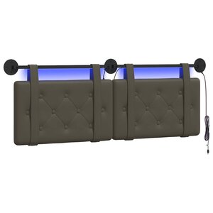 vidaXL Tête de lit suspendue Avec lumière LED Gris Simili cuir