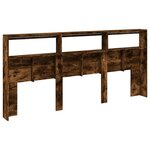 vidaXL Armoire tête de lit avec LED chêne fumé 220x17x102 cm