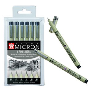 SAKURA Feutre PIGMA MICRON  étui de 6  noir