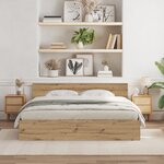 vidaXL Cadre de Lit avec Tête en Chêne – 180 x 200 cm  en bois reconstitué.