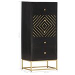 vidaXL Armoire à tiroirs Noir et doré 45x30x105 cm Bois de manguier