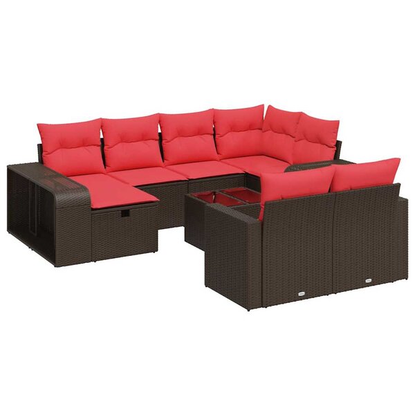vidaXL Salon de jardin et coussins 11 Pièces marron résine tressée
